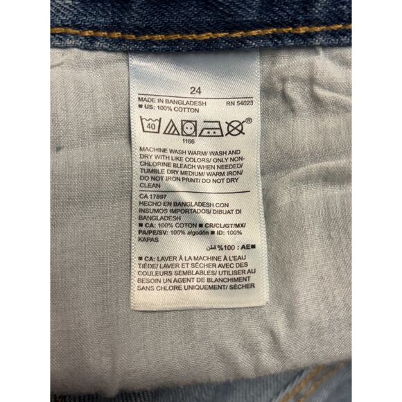 Old Navy High Rise Slouchy Straight Cropped Jeans Sz 24 Denim Distressed Casual - Picture 3 of 4